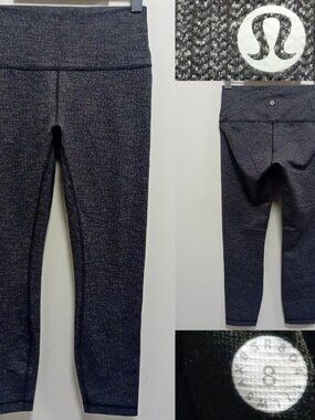 Lululemon Wunder Under Hi-Rise 7/8 Tight Variegated Knit Brushed Luon 8 Medium